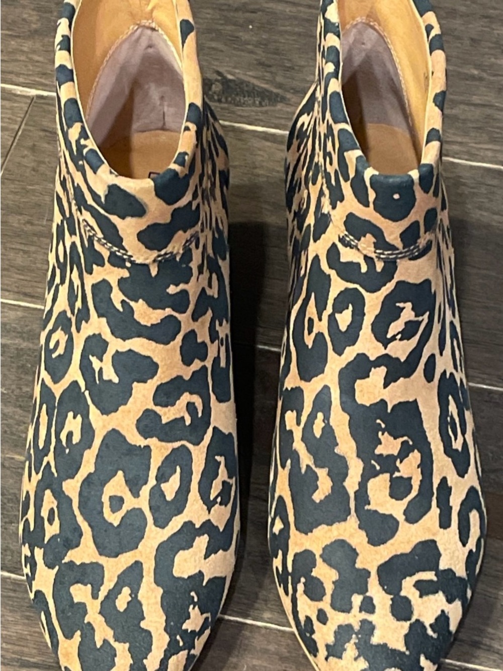 LUCKY BRAND Womens Beige Animal Print Zaprika Slip On Leather Dress Booties 9 M - Picture 3 of 7